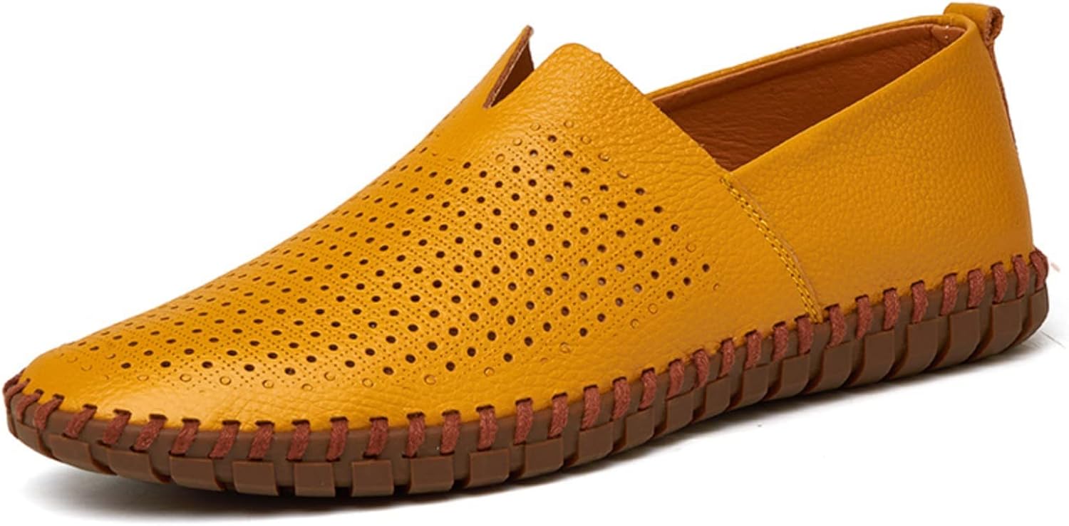 

Мужские кожаные слипоны, мягкие деловые туфли для вождения, легкие повседневные мокасины, кожаная обувь в стиле бизнес-кэжуал Vannida, желтый