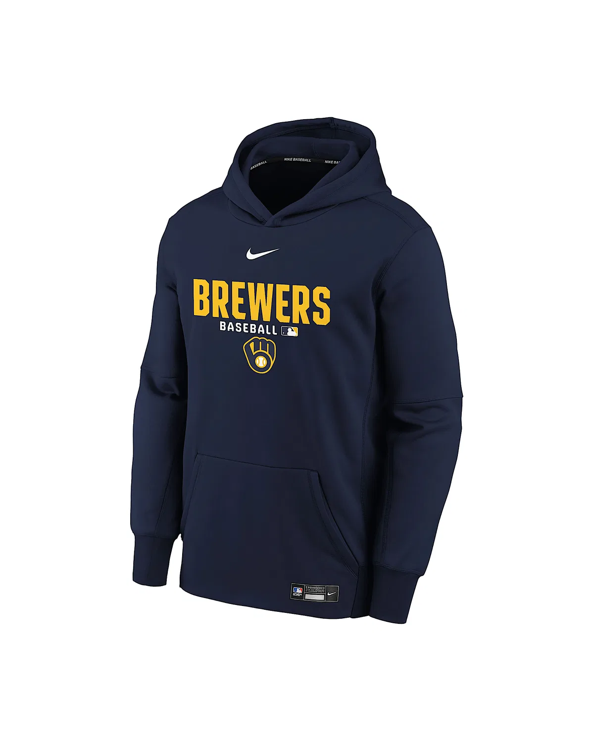 Детская толстовка Nike Therma-FIT MLB Milwaukee Brewers Authentic Collection, Navy/Gold/White