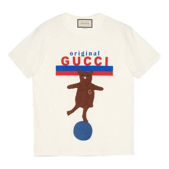 

Футболка bear decorated letter short sleeve for white Gucci, белый
