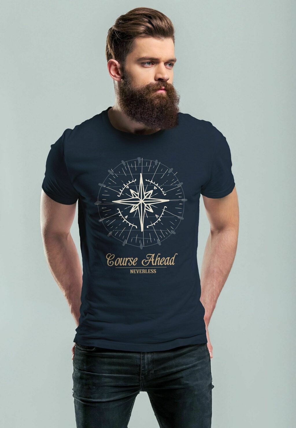 

Футболка с принтом KOMPASS WINDROSE NAVIGATOR SEGELN SLIM FIT NEVERL Neverless, цвет navy