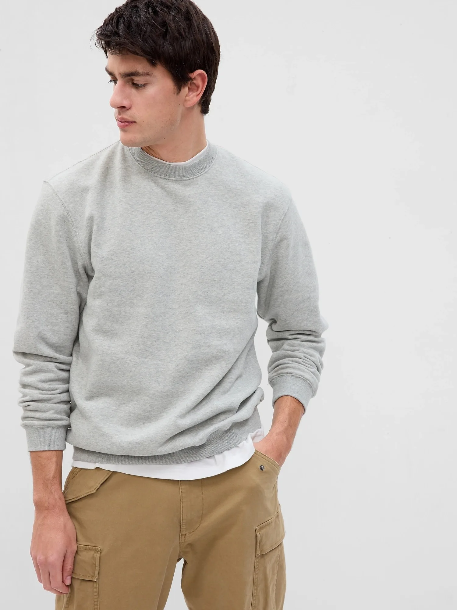 (U) Винтажная мягкая толстовка с круглым вырезом (унисекс) GAP, LIGHT_HEATHER_GREY_B08 — фото 2
