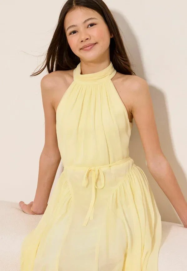 Платье макси Regular fit teen halter seamed maxi occasion dress Lipsy, сливочно-желтый — фото 4