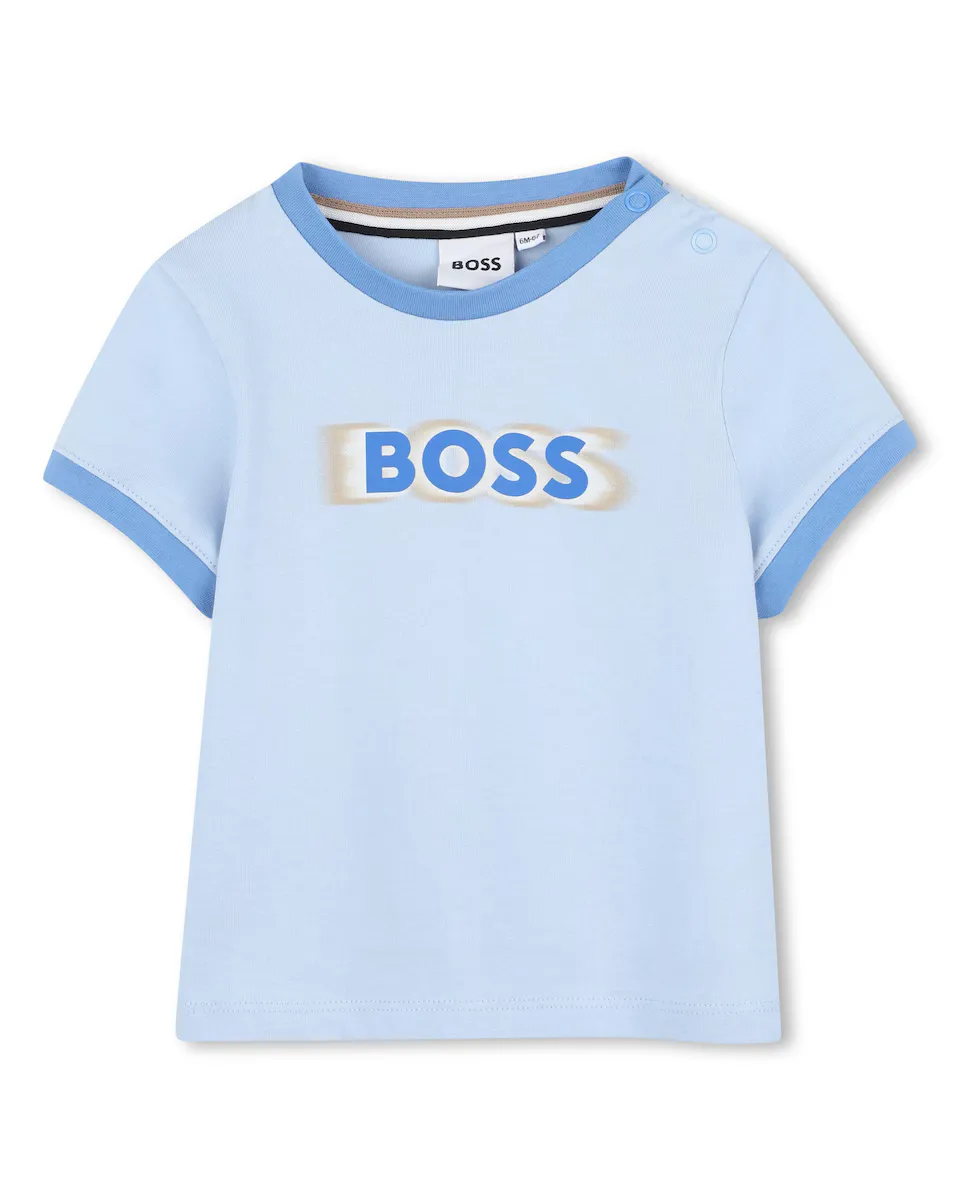 

Футболка для мальчика в синем хлопковом цвете BOSS Kidswear, бирюзовый