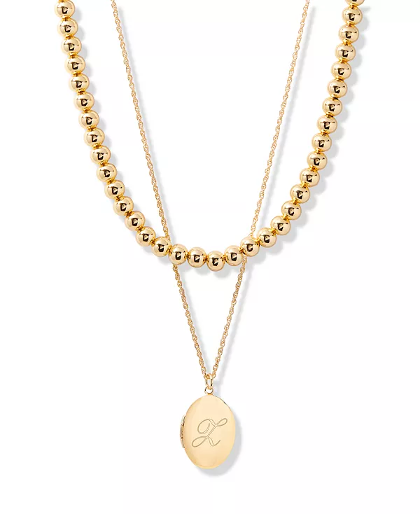 

Позолоченный комплект из ожерелий с инициалами в форме овала Brook & York, gold-z