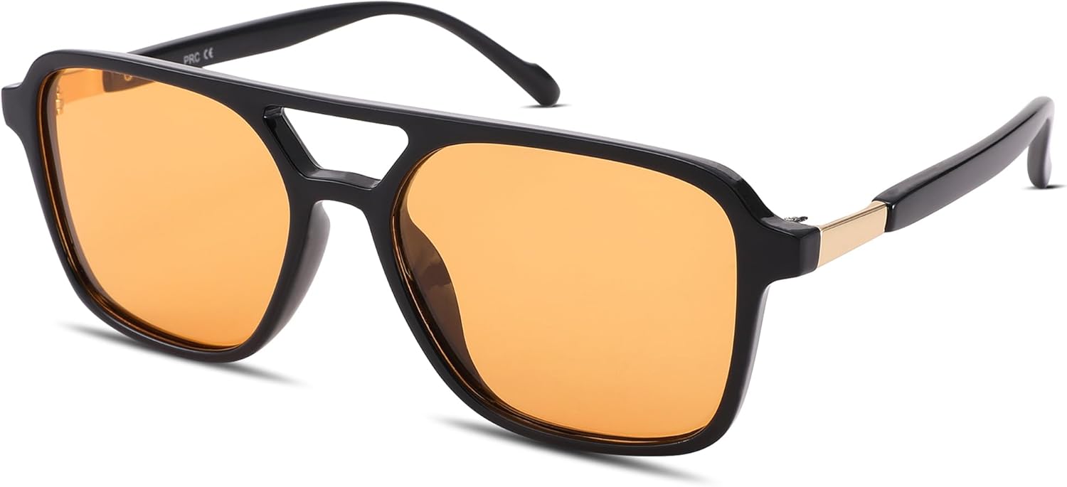 

Солнцезащитные очки Hycredi Retro Aviator для женщин и мужчин, модные квадратные солнцезащитные очки, винтажные прямоугольные женские солнцезащитные очки, Black/Orange