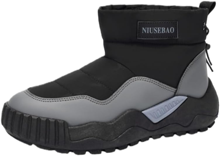 

Мужские теплые зимние и осенние снегоходные сапоги Fusecottc с толстой подошвой, противоскользящие и прочные, подходят для школы и поездок на работу, серый