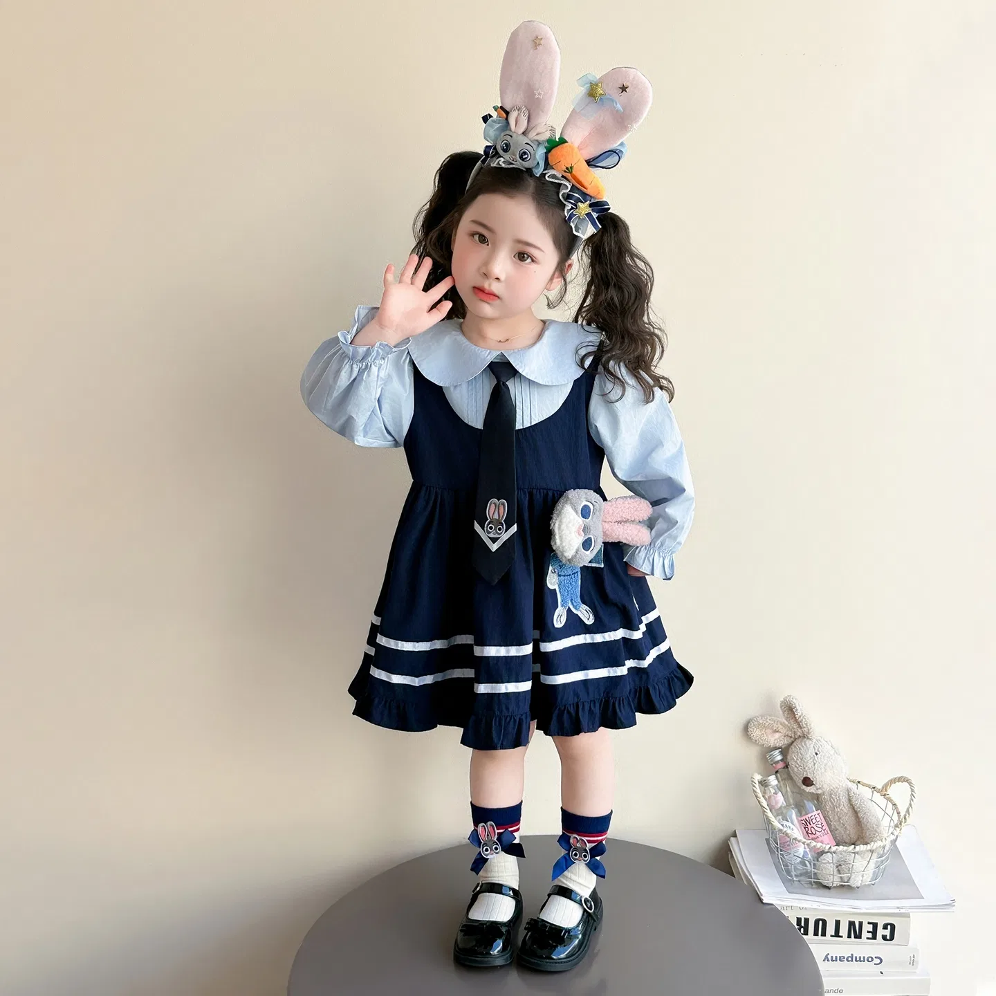 Платье весна-осень-лето для детей 3-7 лет Disney, Navy Blue Headband — фото 4