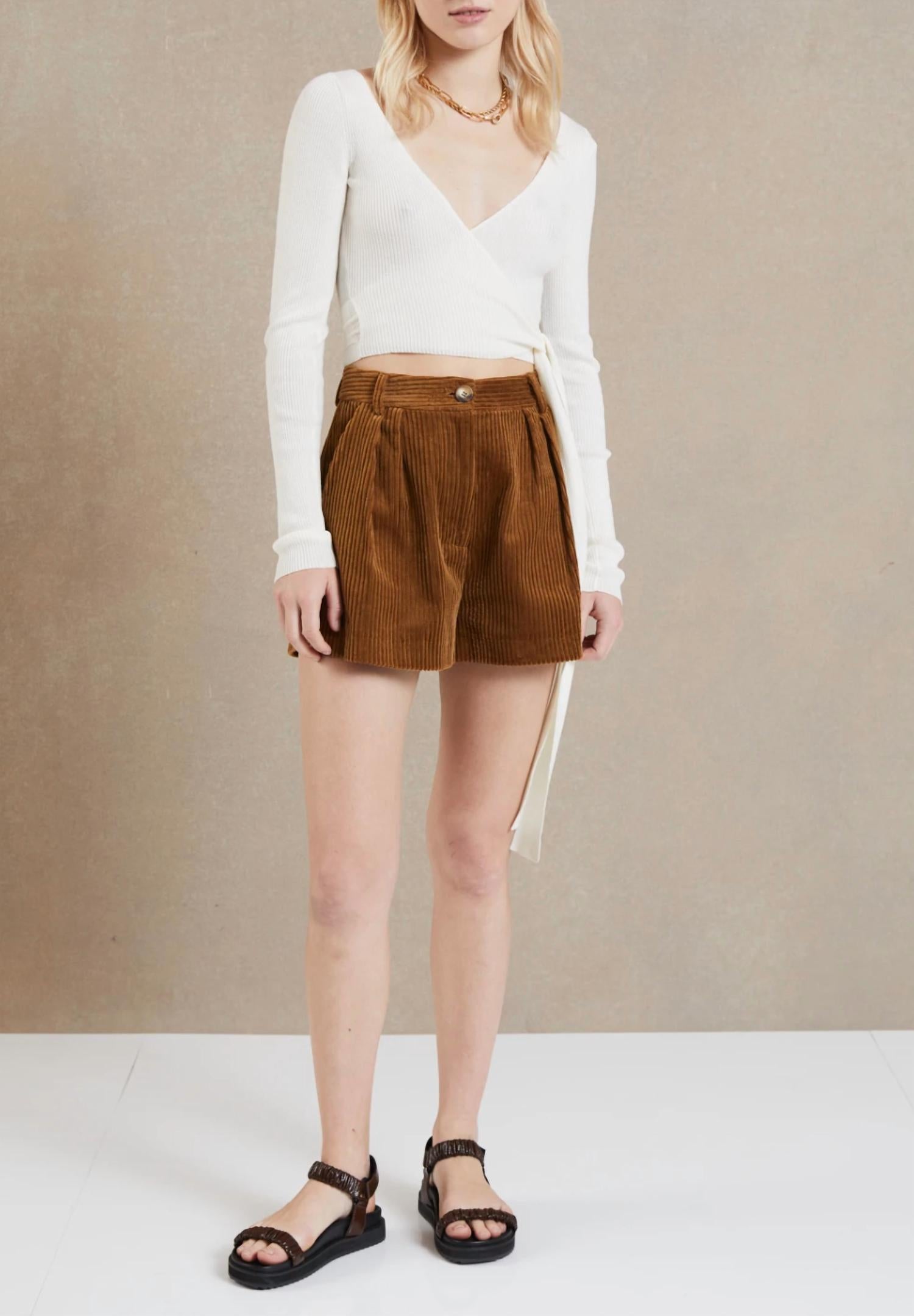 

Фрейя вязаный топ с длинными рукавами и запахом цвета айвори BEC + BRIDGE, слоновая кость