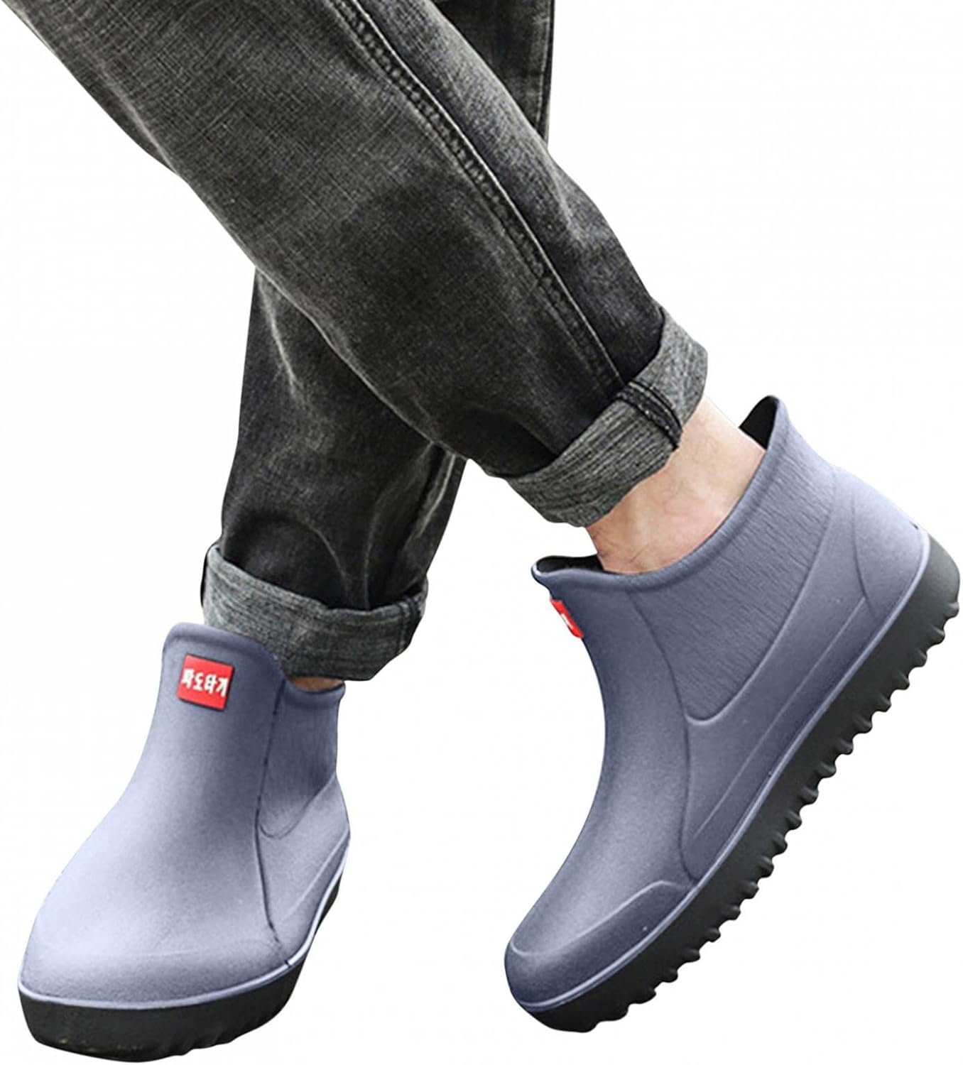 

Мужские короткие резиновые сапоги Hbeylia, водонепроницаемые, садовые, с антискользящей подошвой, на платформе, легкие, до щиколотки, резиновые сапоги до середины голени для работы на улице и садоводства, серый