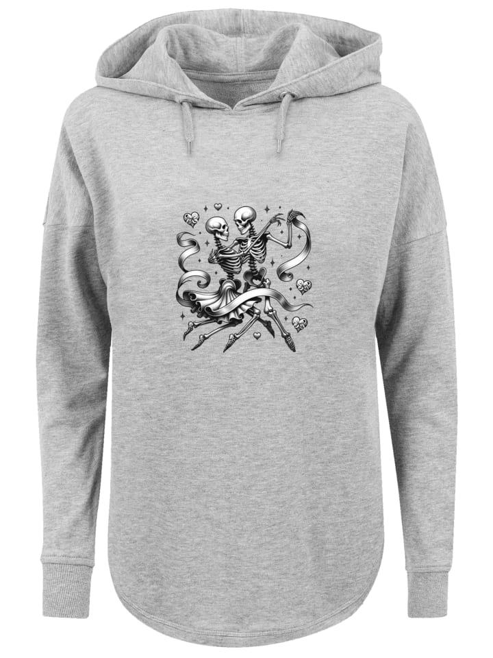 

F4NT4STIC Огромная толстовка с капюшоном, пара скелетов танцует с лентами в сером цвете