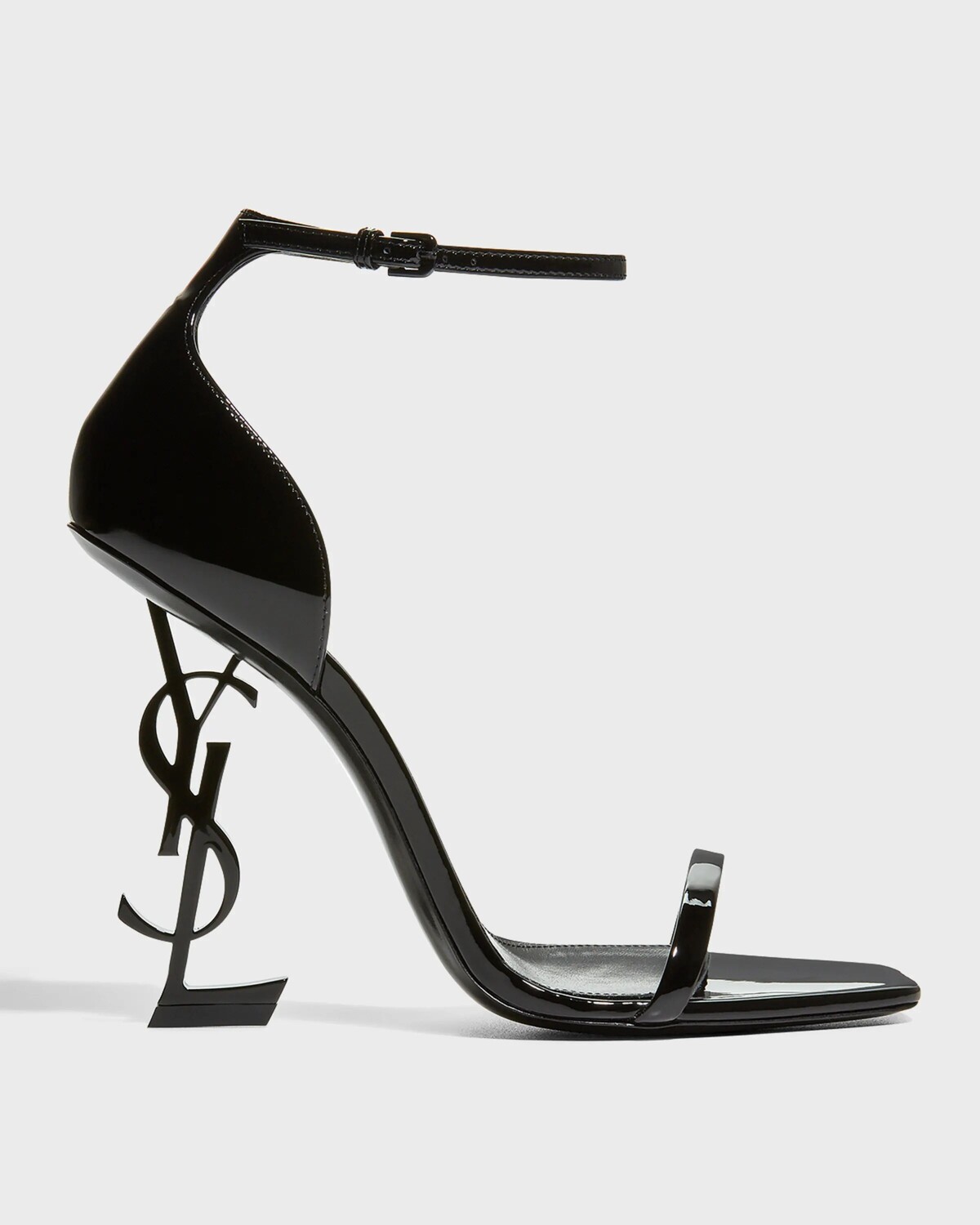 

Босоножки Opyum YSL на каблуке с логотипом и черной фурнитурой Saint Laurent, цвет Black