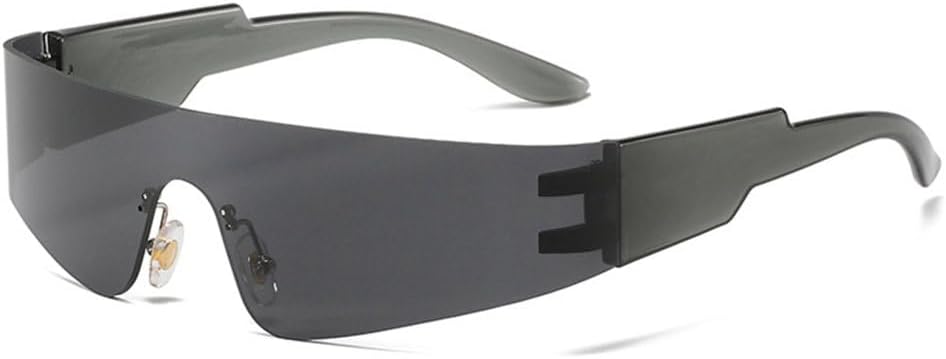 

Ретро-панк солнцезащитные очки без оправы для женщин, модные, с яркими зеркальными линзами, защита от УФ-излучения UV400, для мужчин, цельные спортивные очки для вождения, SUN91 Generic, Grey Grey