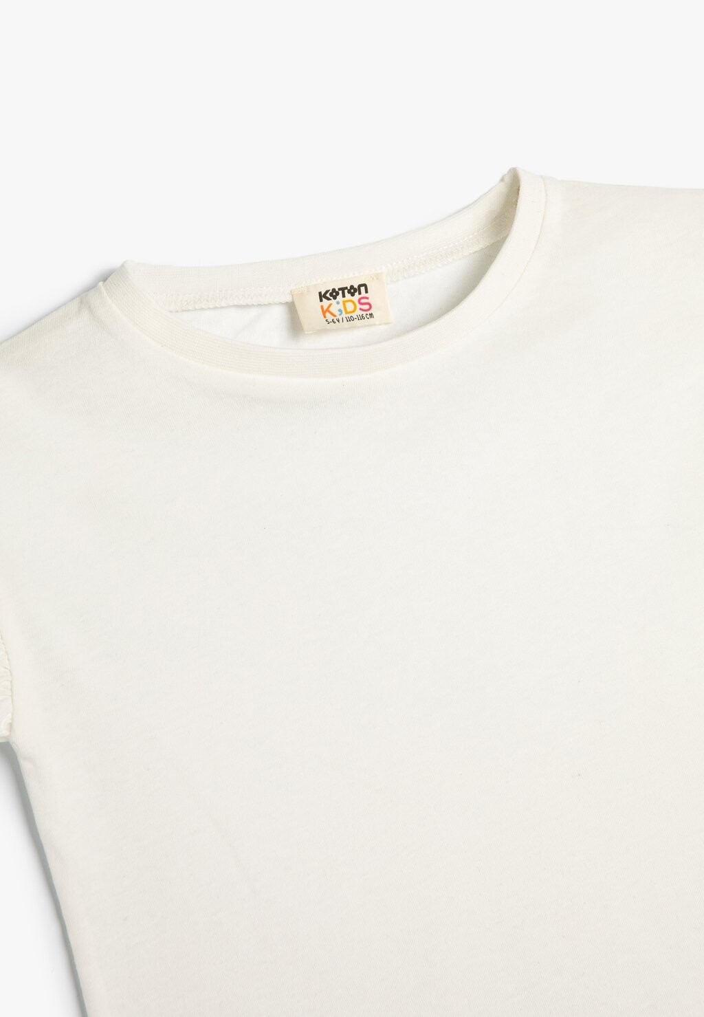 

Принт на футболке Frill Sleeve Crew Neck Koton, бежевый