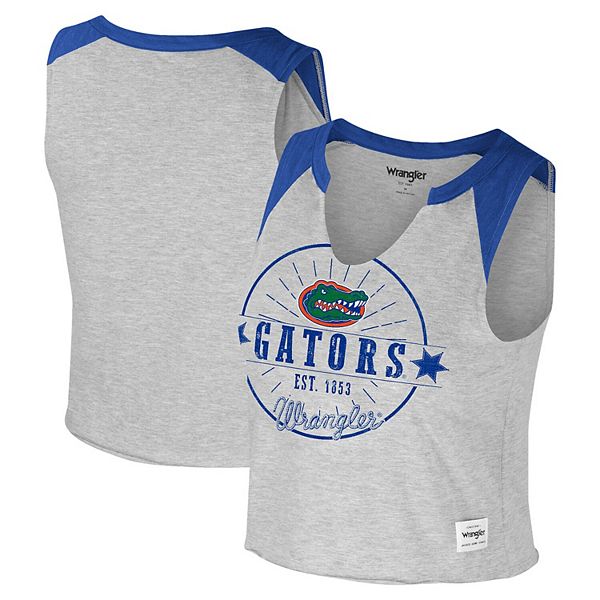 

Женская футболка Wrangler Heather Gray Florida Gators Vintage Muscle Cropped Colosseum