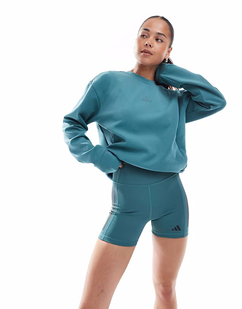 

Леггинсы Adidas Performance Optime с тремя полосками длиной 1/4 в любимом бирюзовом цвете