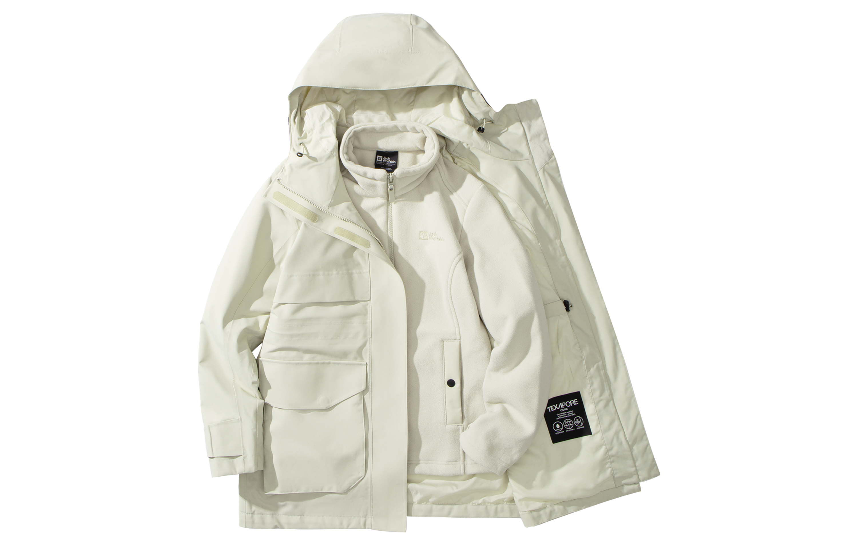 

JACK WOLFSKIN Женская водонепроницаемая легкая ветровка, Seal White/A0029