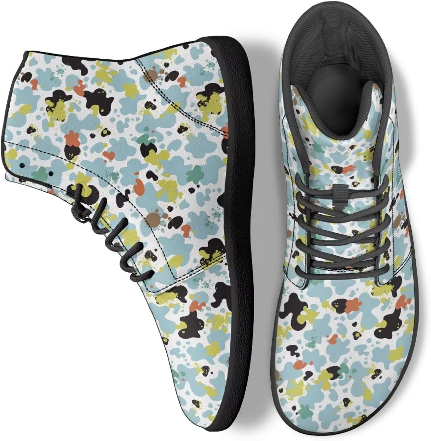 

Высокие кроссовки для ходьбы для мужчин и женщин с широким носком, беговые кроссовки из ПУ-кожи для тренировок Ecaestolph, черный/зеленый