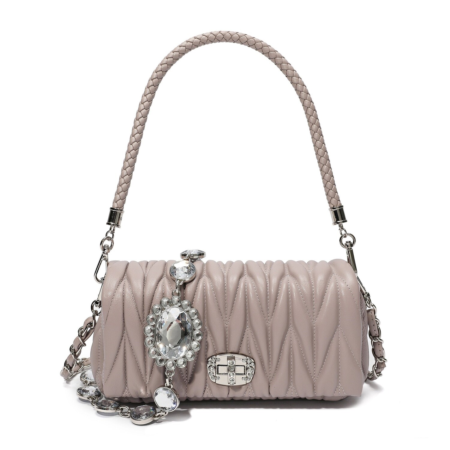 

Плиссированная сумка на плечо из овчины Tiffany & Fred, цвет Blush