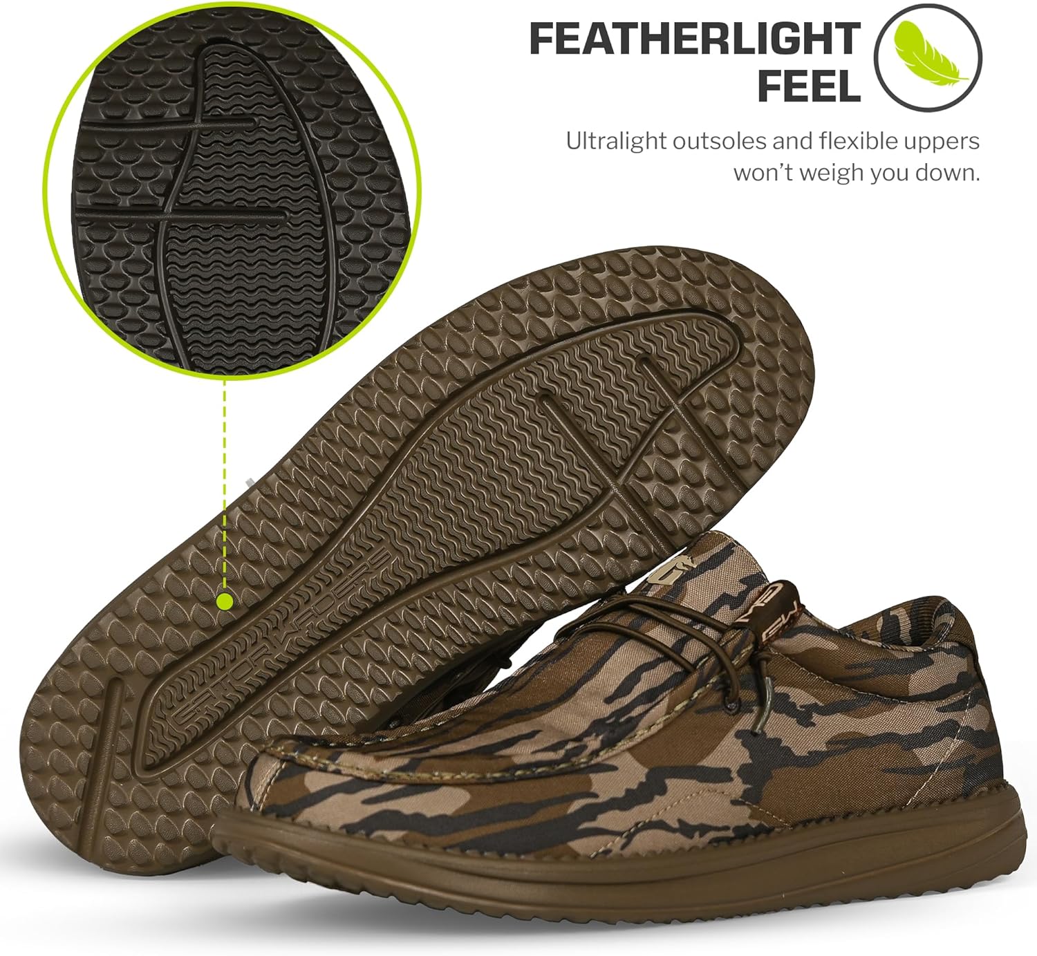 Мужские ботинки Gator Waders для кемпинга - дышащие лоферы без шнуровки - эластичные шнурки - сверхлегкая амортизация на весь день - удобная посадка, Mossy Oak Original Bottomland — фото 4