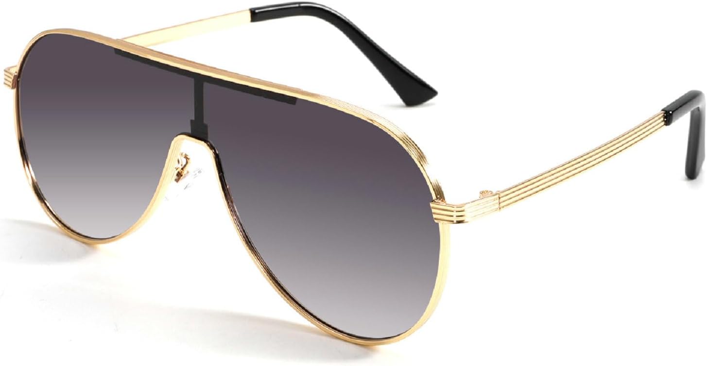 

Квадратные солнцезащитные очки для женщин и мужчин, роскошные очки-маска в крупной оправе, защитные очки с плоской верхней частью для защиты глаз от УФ-излучения UV400 mincl, Gold Grey