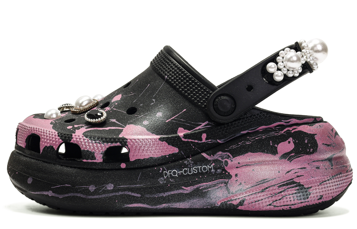 Кроссовки Crush Clog ADCDAVINCI Custom, унисекс кроксы Tahiti черно-розовые