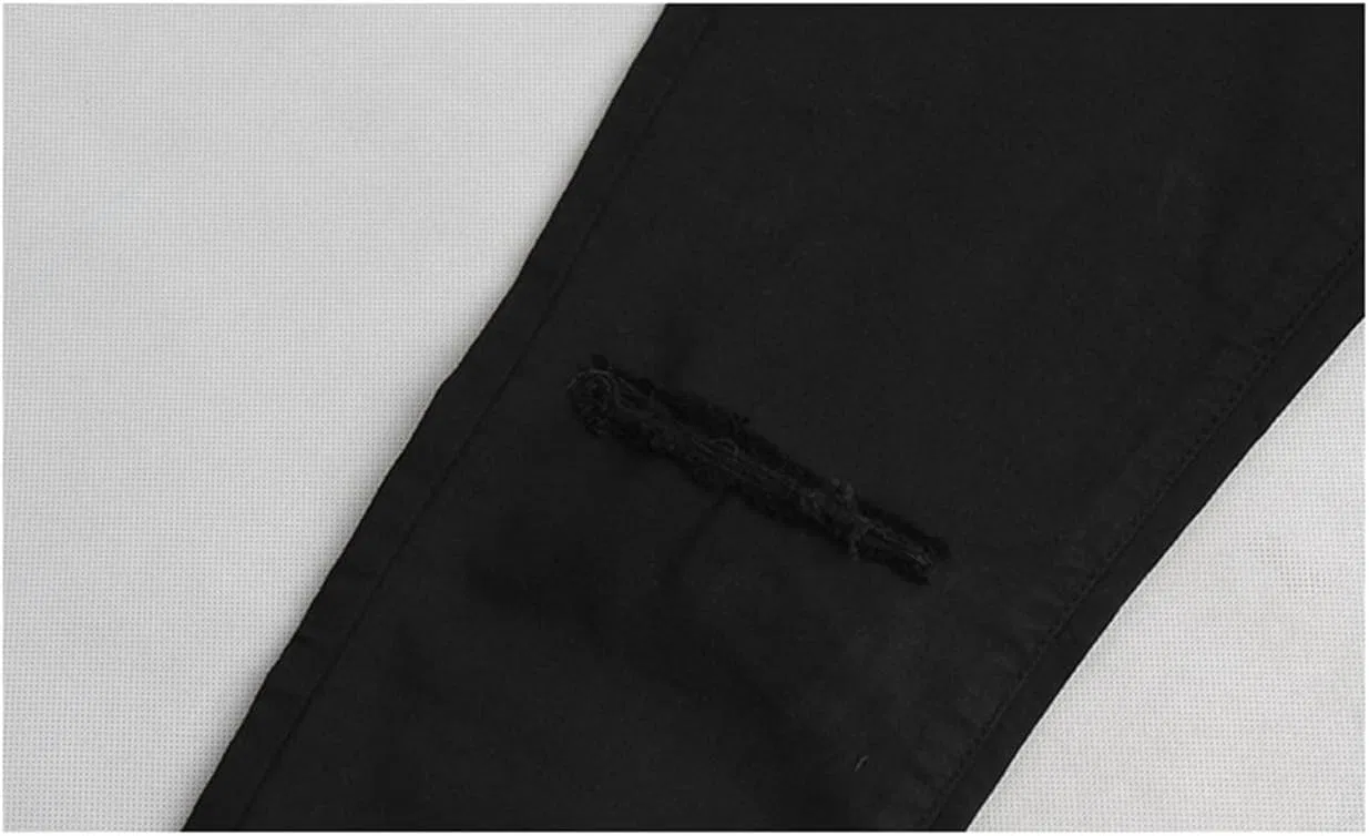 Женские джинсы Andongnywell Slim Fit с вышитыми дырками, цветочным принтом, высокой талией и рваными элементами — фото 4