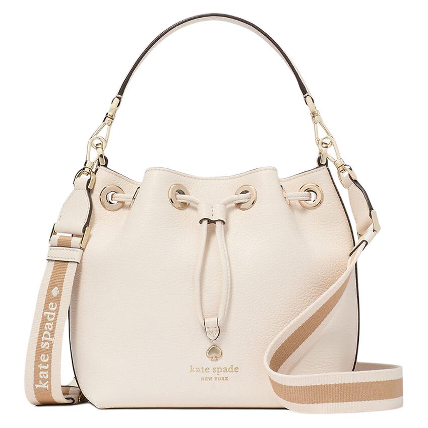 

Kate Spade Сумка-ведро из коровьей кожи, мини-женская сумка через плечо из овчины paper white