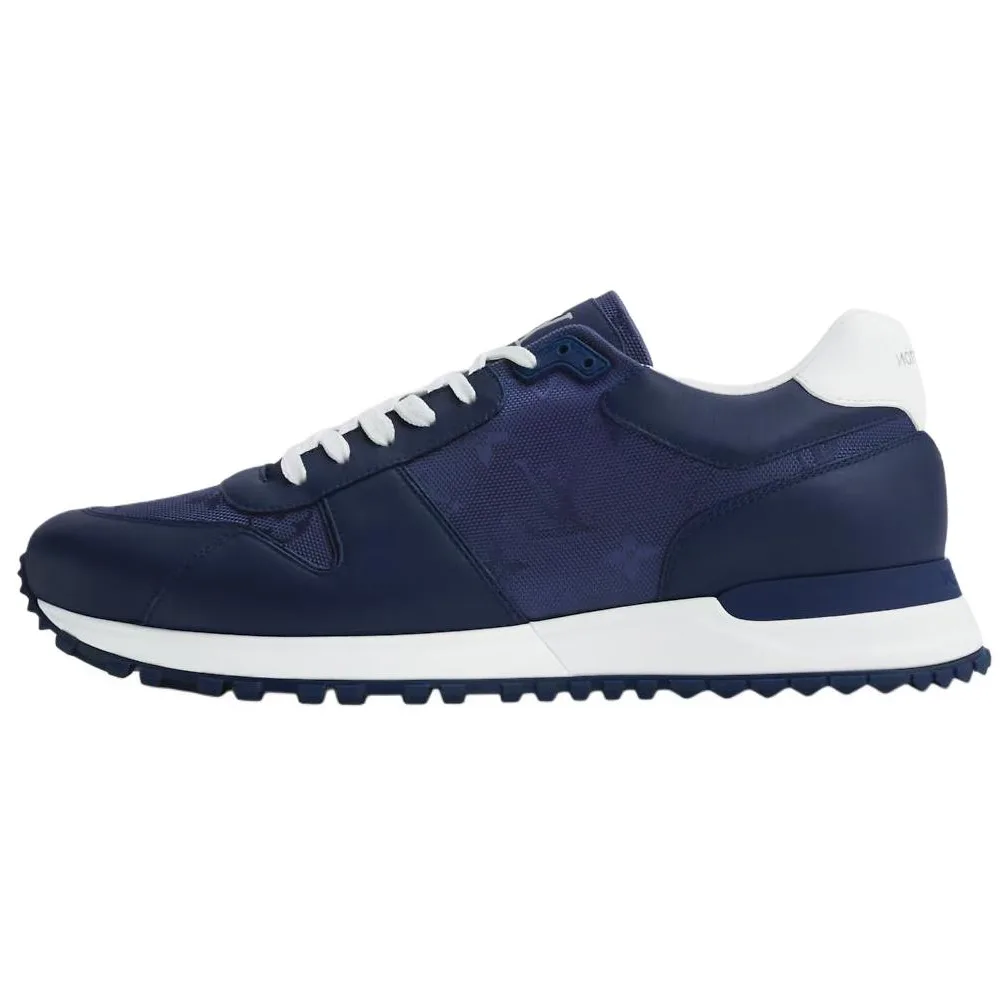 LOUIS VUITTON Кожаные повседневные кроссовки Run Away Cow низкие мужские Marine Blue