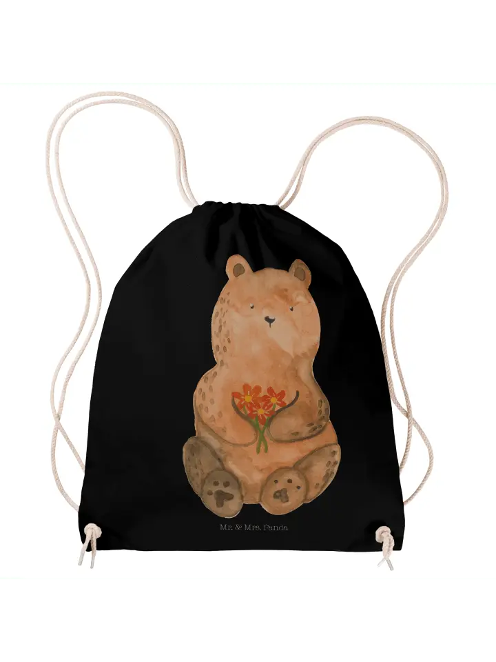 

Спортивная сумка Mr & Mrs Panda Sportbeutel Bär Dankbar ohne Spruch, черный