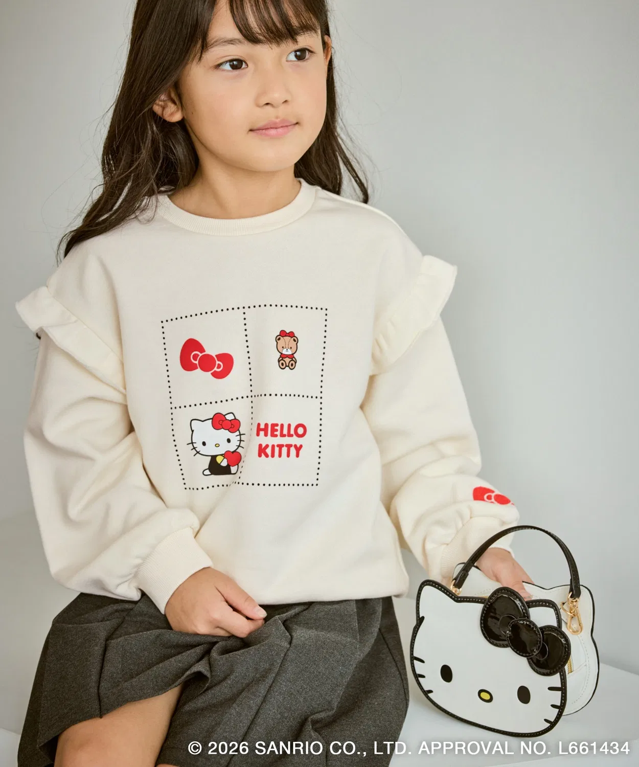 Свитшот детский ROPE' PICNIC x Hello Kitty с принтом и вышивкой, кремовый