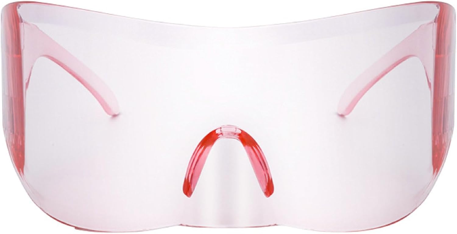 

Большие модные солнцезащитные очки-обтекатели для женщин и мужчин, концертные очки в стиле 2000-х, ретро, ​​Y2K, большие безрамочные солнцезащитные очки-щитки mincl, Pink