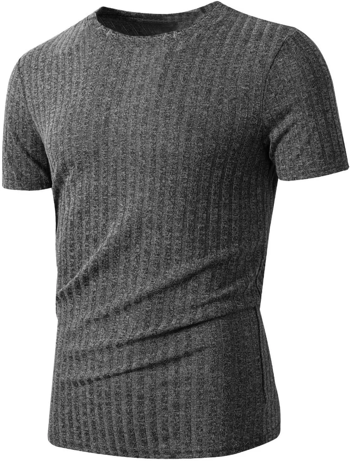 Мужская футболка с ребристым узором, короткий рукав, slim fit — фото 3