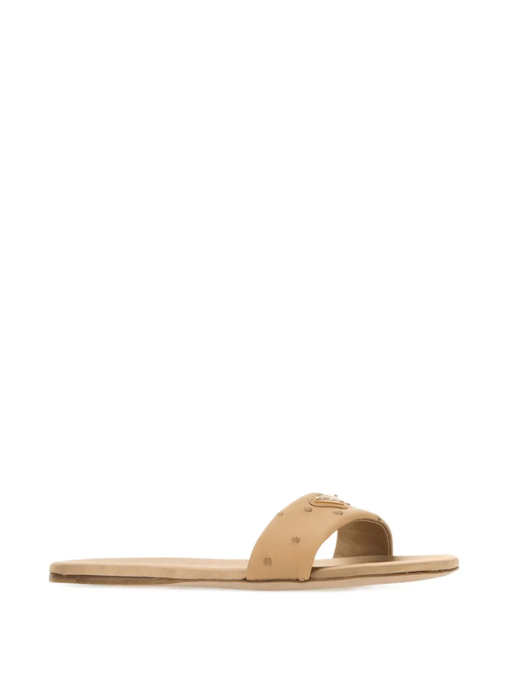Босоножки из кожи с заклепками Prada, нейтральный — фото 2