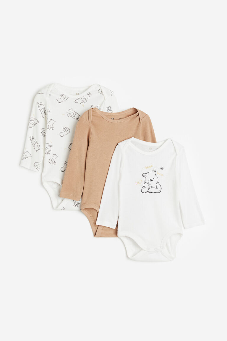 

Три пары боди с длинными рукавами H&M, белый