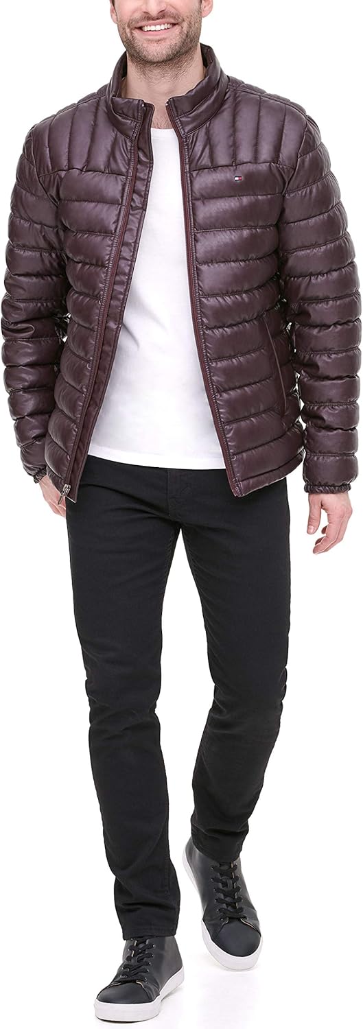 Мужская водонепроницаемая куртка Tommy Hilfiger Ultra Loft Down Alternative, Burgundy Faux Leather — фото 3