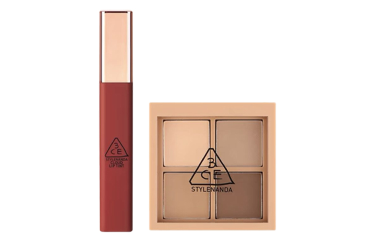 

Тени для век в 4 оттенках и матовая жидкая помада Cloud, набор для макияжа, легко растушевывается, 3,5 г + 4 г 3CE