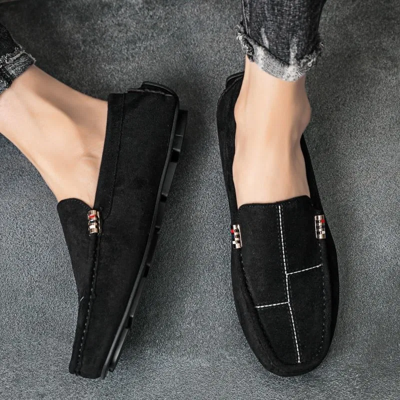 Мужские лоферы, замшевые, Classic Slip-ons, черный SayfuR — фото 4