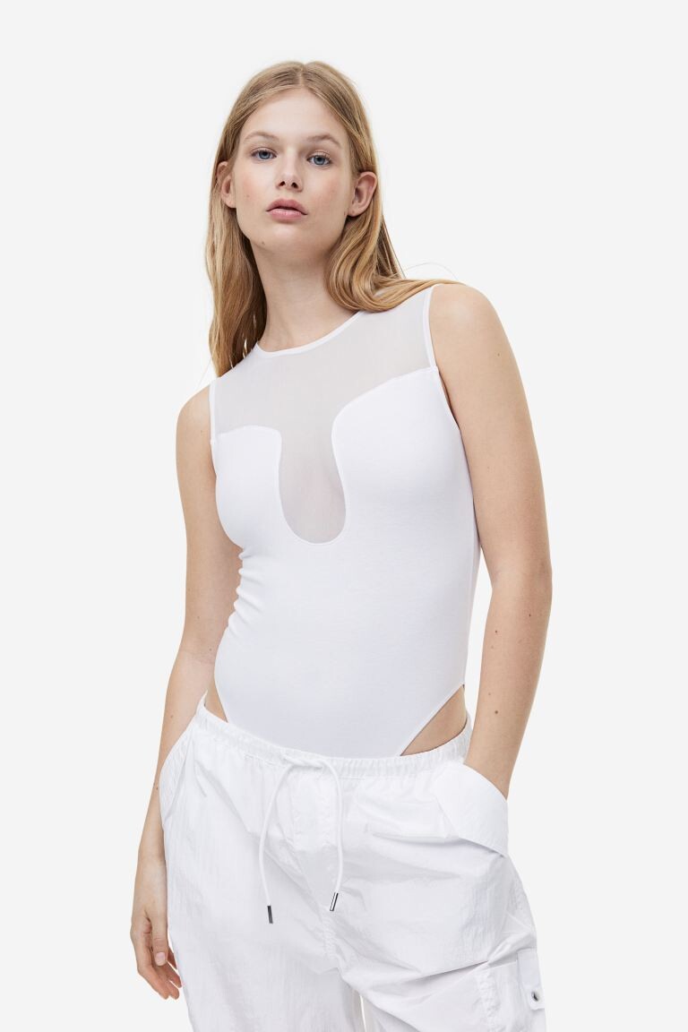 

Тело с сетчатой деталью H&M, белый