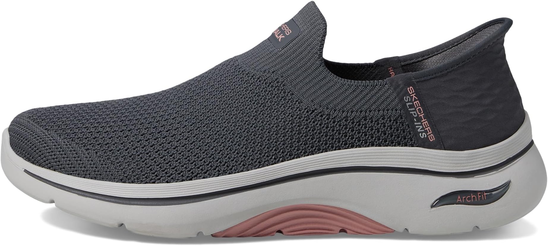 Кроссовки SKECHERS Performance Go Walk Arch Fit 2.0 Val Hands Free Slip-Ins, цвет Charcoal/Pink — фото 4