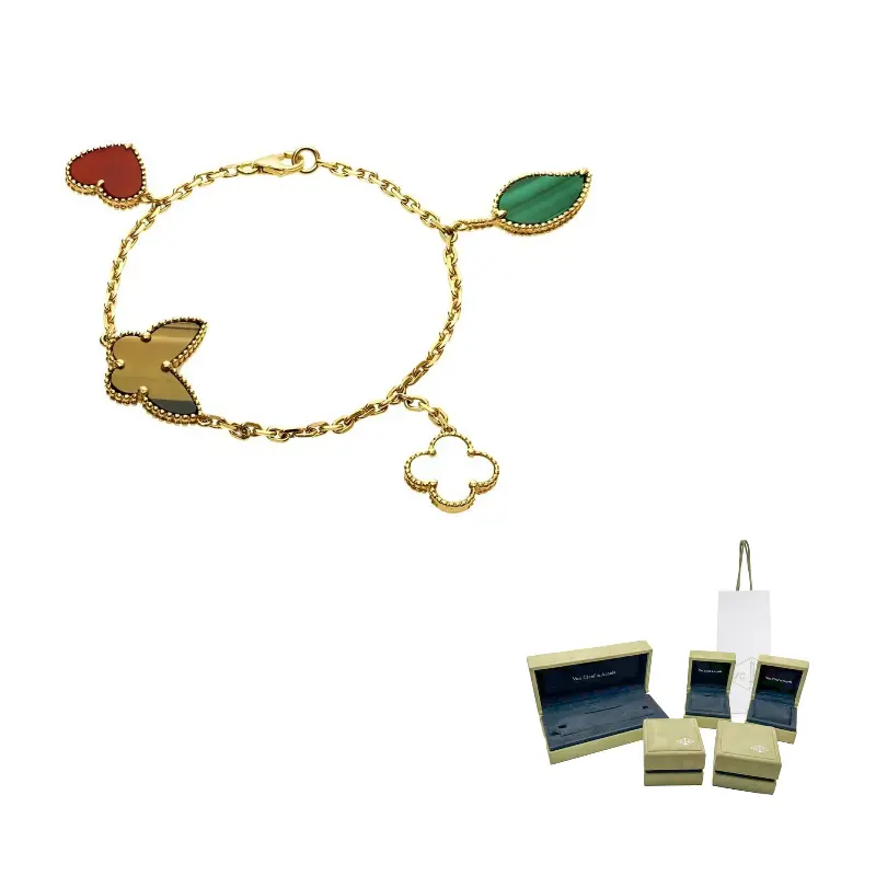 

Браслет из 18-каратного золота с четырьмя узорами для женщин, разноцветный Van Cleef & Arpels