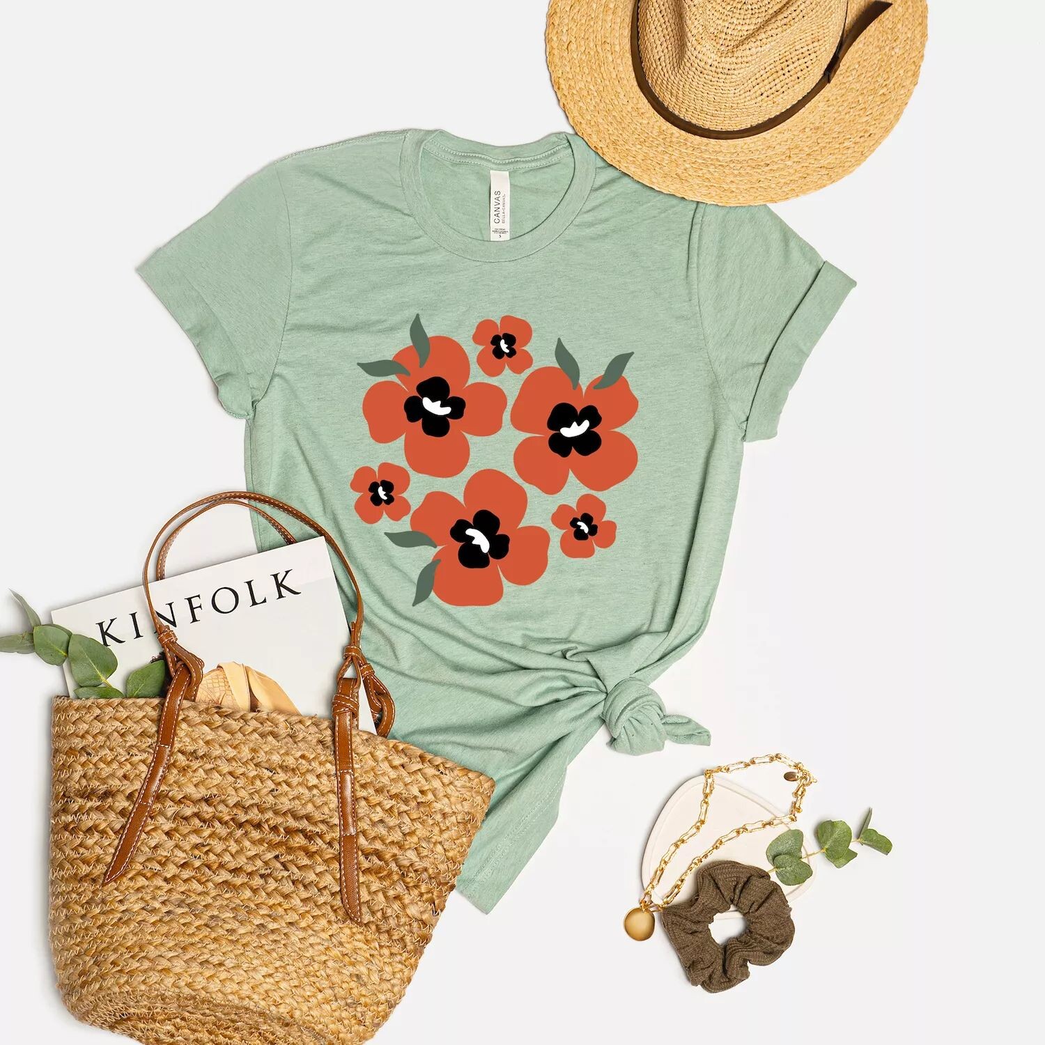 

Футболка с короткими рукавами и рисунком Red Poppies Simply Sage Market