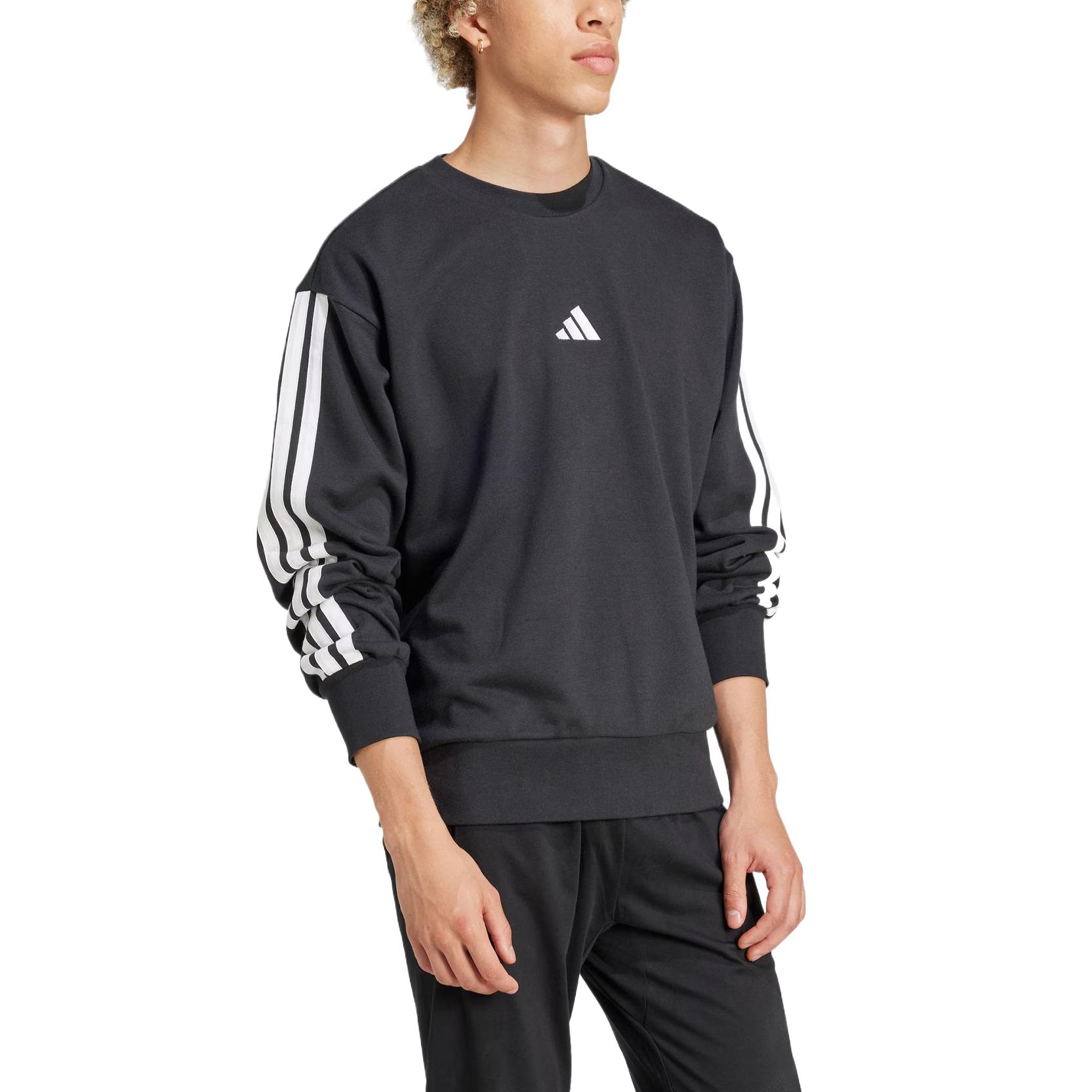 Футболка Essentials 3 Stripes French Terry Adidas, черный — фото 4
