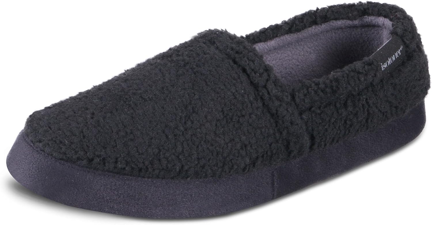 

Мужские тапочки Isotoner Berber Aspen с закрытой пяткой, с амортизирующей стелькой из памяти формы и дышащей подкладкой, черный