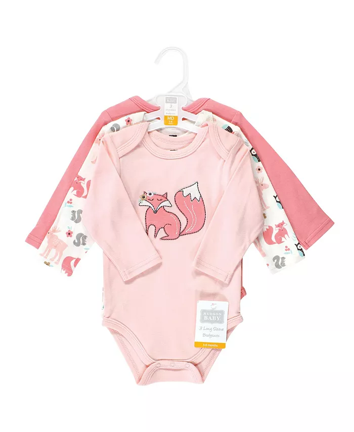 Детский комбинезон Hudson Essential с длинными рукавами из 100% хлопка, набор из 3 штук Hudson Baby, розовый — фото 2