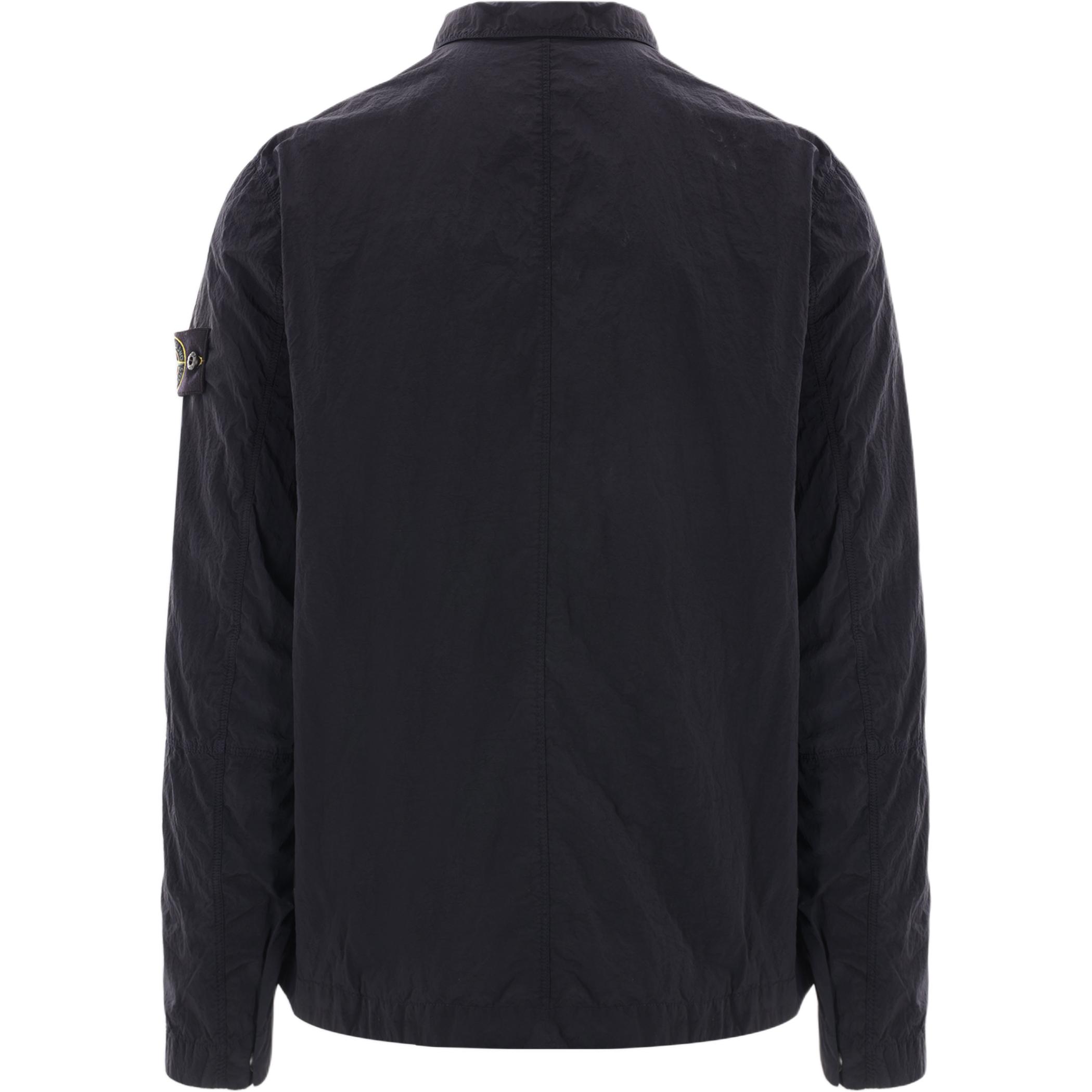 STONE ISLAND Застёгивающаяся на молнию рубашка с компасом, Dark Blue — фото 4
