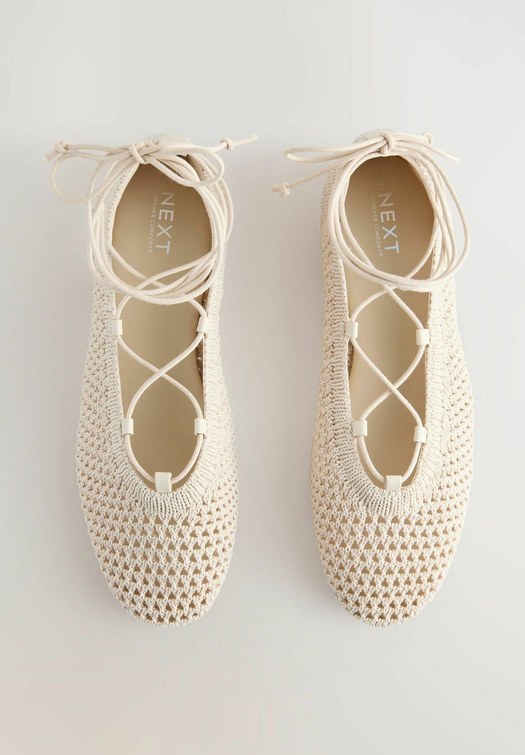 Балетки с ремешком на щиколотке REGULAR FIT - FOREVER COMFORT ROUND TOE TIE UP Next, бежевый — фото 3