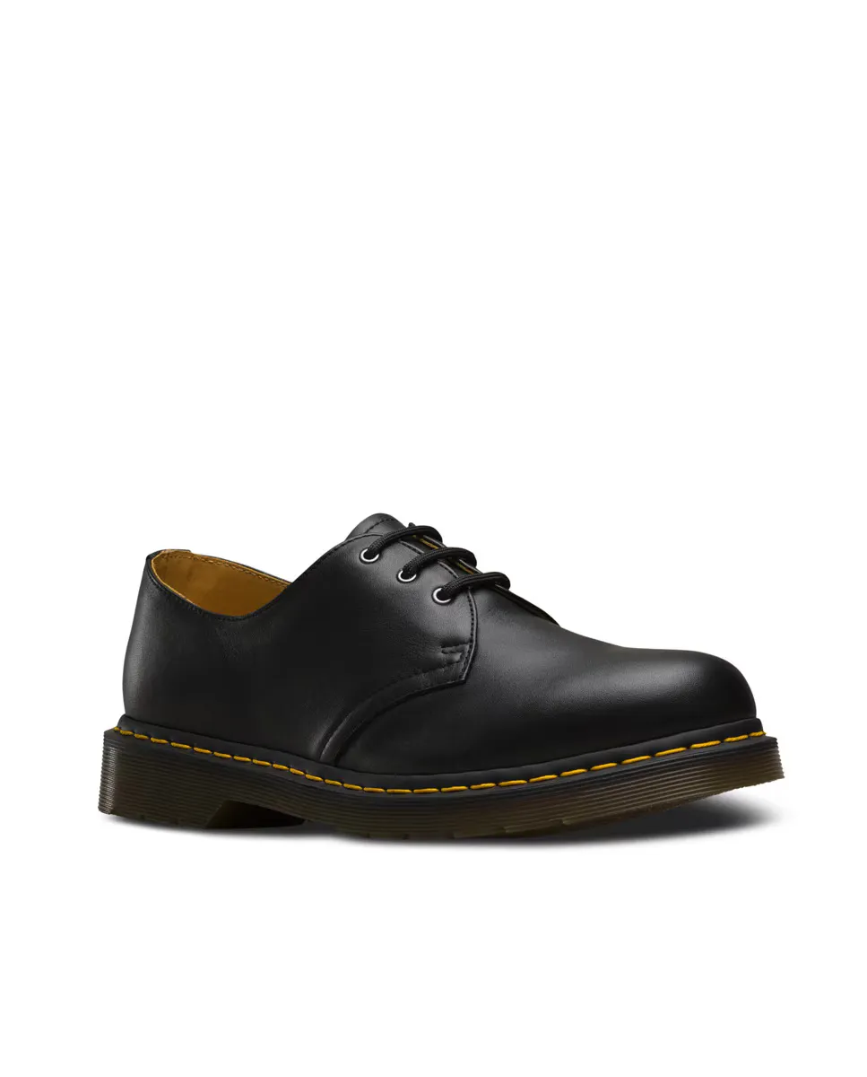 Туфли унисекс на шнуровке из черной кожи с желтой строчкой Dr. Martens, черный — фото 2