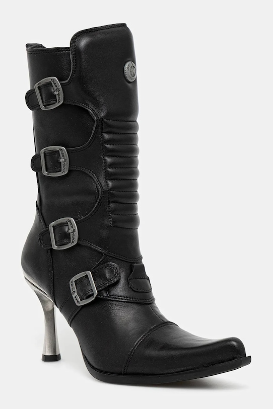 Кожаные ботинки Crust Negro, Malicia Negro на каблуке Caribe Acero New Rock, черный