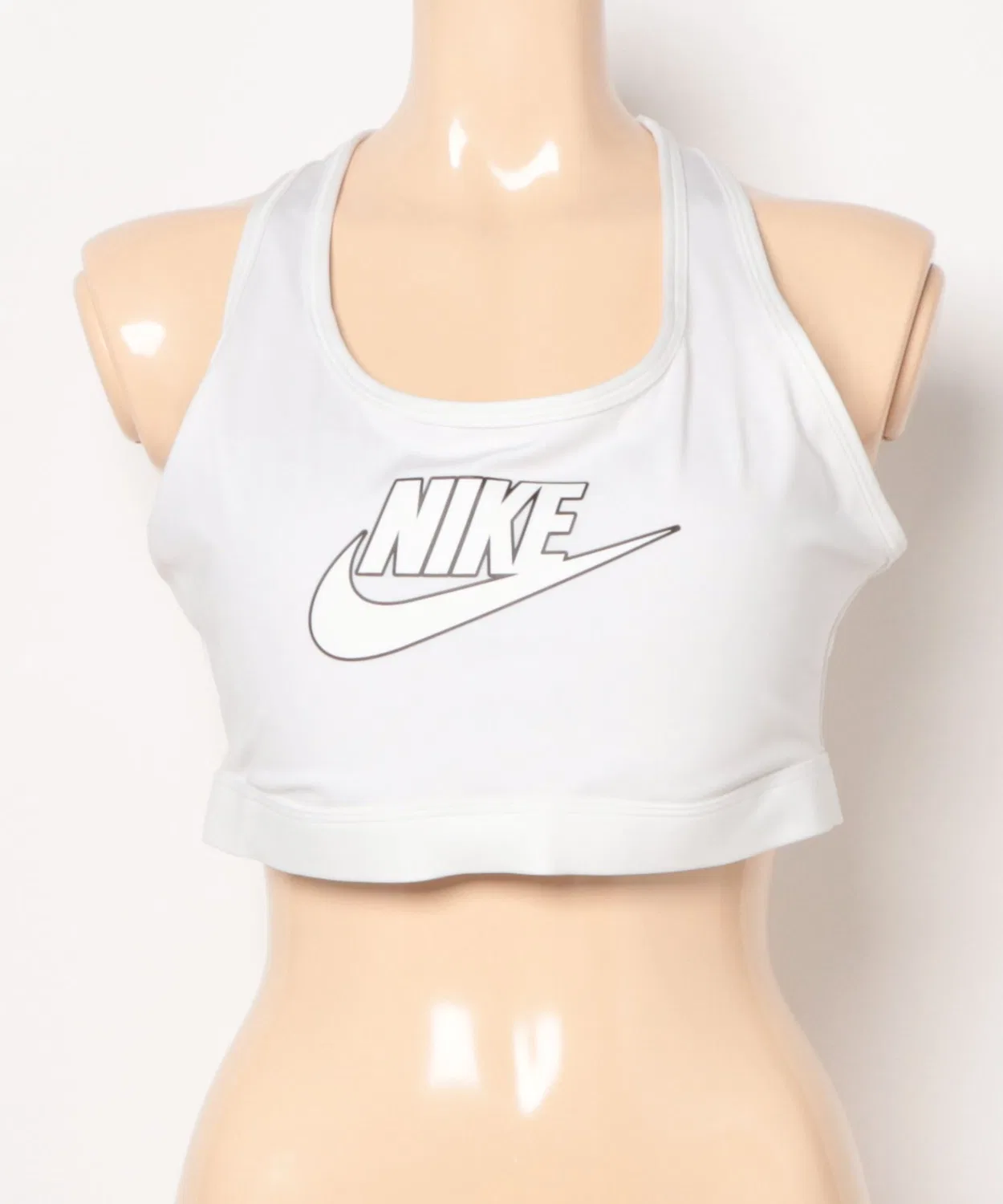 Спортивный бюстгальтер NIKE Swosh MED Futura с фиксированными чашками, белый