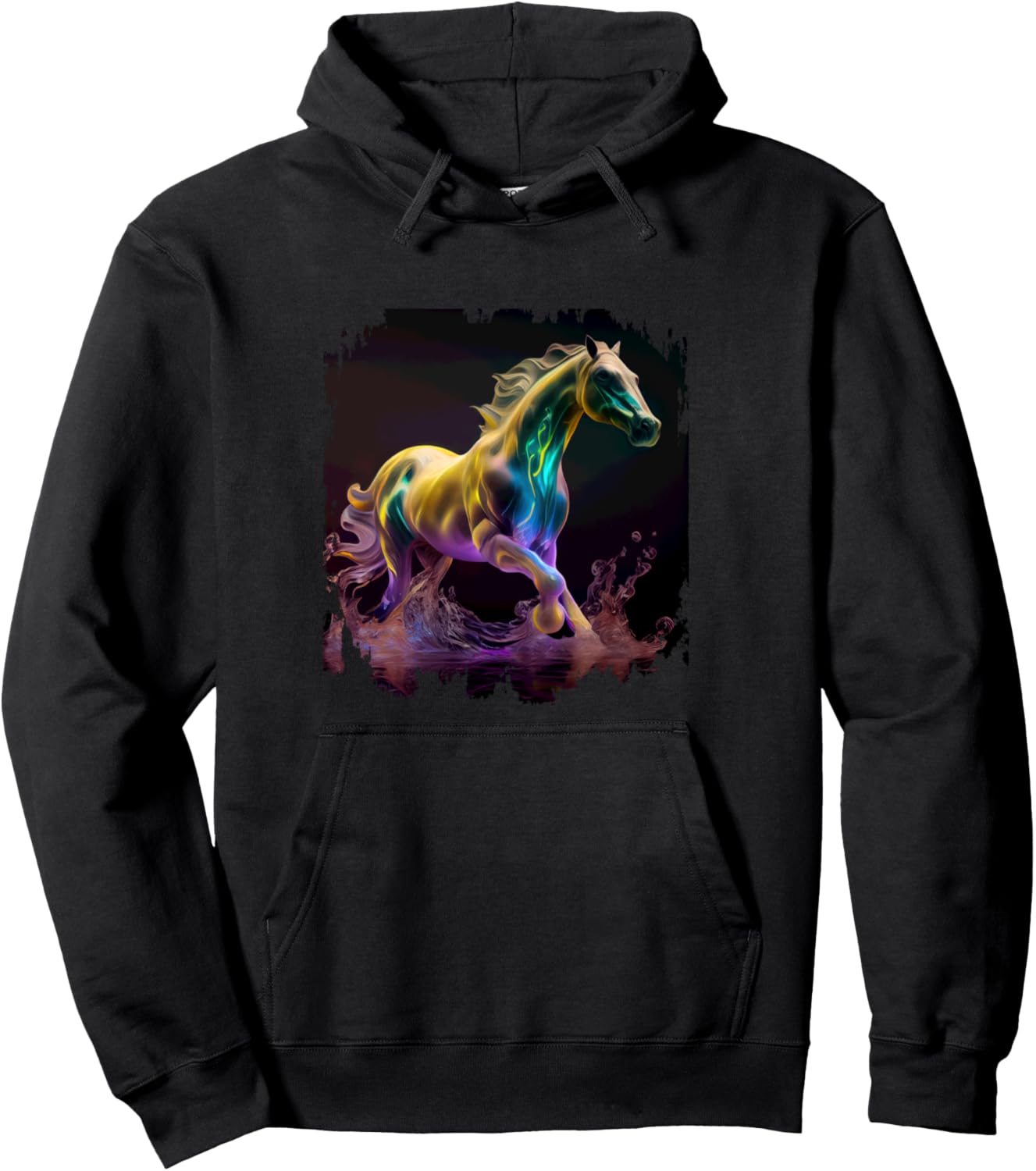 

Яркая толстовка с изображением лошади и яркими вибрациями Majestic Horse Vibrant Colorful Equine Elegance, черный